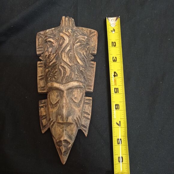 Vintage Haitian Hand Carved Wood Tribal Mask Wall Decoration Signed Sepe - Picture 3 of 5